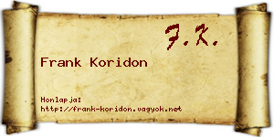 Frank Koridon névjegykártya